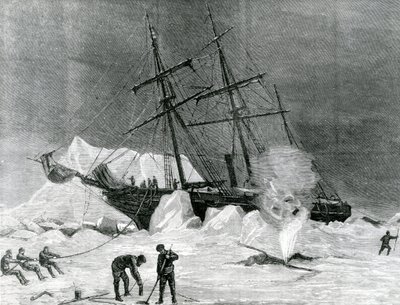 "Pandora" knäckt i isen, Melville Bay 24 juli, från "The Illustrated London News", 1876 av English School